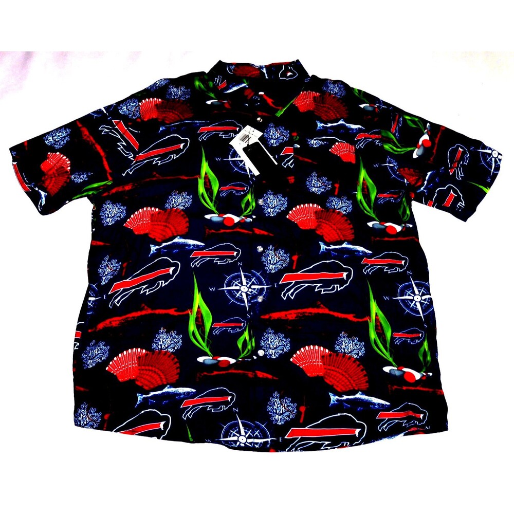 Team Apparel Buffalo Football Hawaiian Nautical Shirt Button Up Adults Size XL